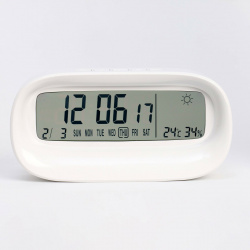 Часы  будильник электронные настольные c термометром гигрометром 7 х 14 5 см 2ааа No brand 01010402