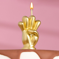 Свеча в торт Страна Карнавалия 01042917 Мне четыре  золотая 5 см