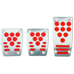 Накладки на педали cartage  антискользящие набор 3 шт серебристо красный 0949593
