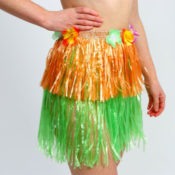 Гавайская юбка  40 см двухцветная оранжево зеленая Страна Карнавалия 0968400