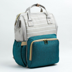 Сумка рюкзак для мамы и малыша с термокарманом  термосумка портфель цвет серый/зеленый No brand 01061588