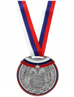 Медаль призовая 014 диам 7 см  2 место триколор цвет сер с лентой Командор 01027795