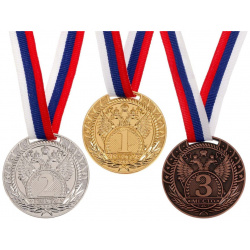 Медаль призовая 056  d= 5 см 2 место цвет серебро с лентой Командор 01042103