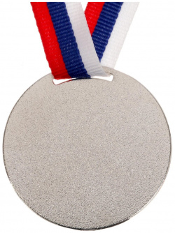 Медаль призовая 056 диам 5 см  2 место цвет сер с лентой Командор 01042103