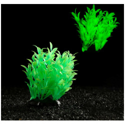 Растение искусственное аквариумное  светящееся 10 см зеленое Пижон Аква 01076195