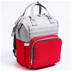 Сумка рюкзак для мамы и малыша с термокарманом  термосумка портфель цвет серый/красный No brand 01103501
