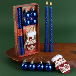 Свечи столовые новогодние витые с декором Зимнее волшебство 01130929 