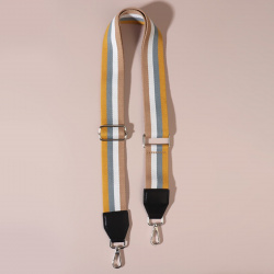 Ручка для сумки  стропа с кожаной вставкой 135 ± 3 × 8 см цвет желтый/серый/белый/бежевый Арт Узор 01148014