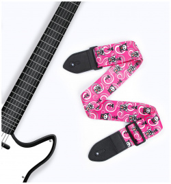 Ремень для гитары  розовый кошечки длина 60 117 см ширина 5 Music Life 01147633