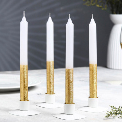 Набор свечей классических 1 9х 20 см  4 шт бело золотой металлик Дарим Красиво 01177018