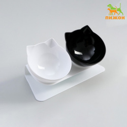 Миски пластиковые на белой подставке 27 5 х 14 15 см черная/белая Пижон 01194533 