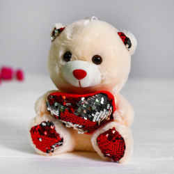 Мягкая игрушка No brand 0983787 «Медведь с сердцем»  пайетки