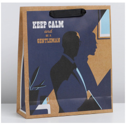 Пакет подарочный крафтовый вертикальный  упаковка keep calm m 26 х 30 9 см Дарите Счастье 01229100