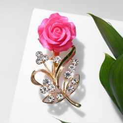 Брошь Queen fair 01201263 «Цветок»  роза нежная цвет розовый в золоте
