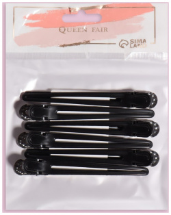 Зажимы для волос  набор 6 шт 10 см цвет черный Queen fair 01225094