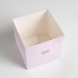 Коробка подарочная для цветов с pvc крышкой  упаковка Дарите Счастье 01226308