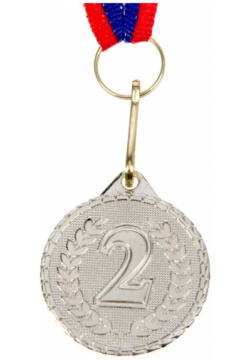 Медаль призовая 041  d= 3 2 см место цвет серебро с лентой Командор 01216211 М