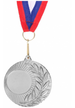 Медаль под нанесение 021 диам 5 см  цвет сер с лентой Командор 01216102