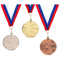 Медаль призовая 045 диам 4 5 см  3 место цвет бронз с лентой Командор 01216185
