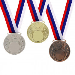Медаль призовая под нанесение 064  d= 5 см цвет бронза с лентой Командор 01217040