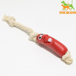 Игрушка Пижон 01222229 Веселая сосиска на веревке для собак  14 см