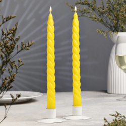 Набор свечей витых  2 2х 25 см лакированная штуки желтый Дарим Красиво 01222842