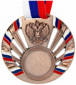 Медаль под нанесение 040  d= 7 см цвет бронза с лентой Командор 01027822