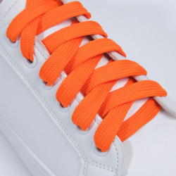 Шнурки для обуви  пара плоские 12 мм 120 см цвет оранжевый неоновый ONLITOP 01221039