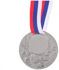 Медаль под нанесение 062  d= 5 см цвет серебро с лентой Командор 01216472
