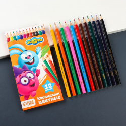 Цветные карандаши  12 цветов трехгранные смешарики 01024871