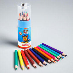 Цветные карандаши в тубусе  12 цветов трехгранные щенячий патруль Paw Patrol 01024904