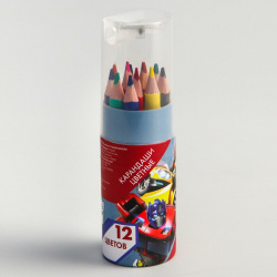 Цветные карандаши в тубусе  12 цветов трехгранные трансформеры Hasbro (Хасбро) 01024996