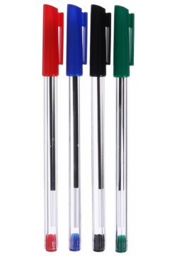 Набор ручек шариковых 4 цвета  стержень 1 0 мм синий красный черный зеленый корпус прозрачный Calligrata 01202465