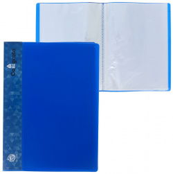 Папка с 40 вкладышами а4  500 мкм calligrata карман на корешке синяя 01025034