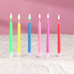 Набор свечей в торт 6 штук  с цветным пламенем см Страна Карнавалия 01232986