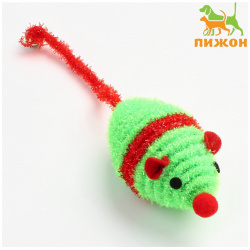 Мышь новогодняя погремушка с бубенчиком  8 см зеленая/красная Пижон 01273325
