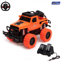 Джип радиоуправляемый truck  педали и руль работает от аккумулятора цвет оранжевый Автоград 01368553