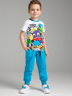 Комплект трикотажный фуфайка футболка брюки классический пояс PLAYTODAY 02049991 