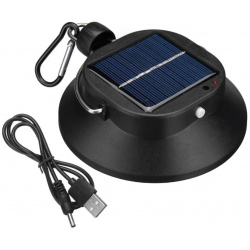 Фонарь кемпинговый аккумуляторный  солнечная батарея 12 х 13 5 см от usb черный No brand 0996834