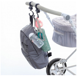Крючок для сумок на коляску  пластиковый вращается 360° липучке цвет черный No brand 02297556