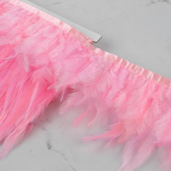 Тесьма с перьями петуха  10 15 см 5 ± 0 м цвет розовый Арт Узор 02480410