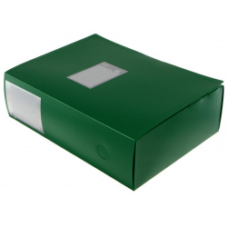 Папка короб архивная а4  корешок 100 мм calligrata пластик вырубная застежка зеленая до 900 листов 02654907
