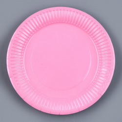 Набор бумажной посуды одноразовый: 6 тарелок  стаканов цвет розовый Страна Карнавалия 03098035