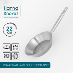 Сковорода из нержавеющей стали hanna knövell  d=22 см h=5 5 толщина стенки 0 6 мм длина ручки 21 индукция 03133054