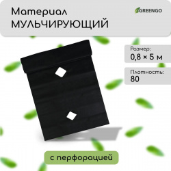 Материал мульчирующий  с перфорацией 5 × 0 8 м плотность 80 г/м² спанбонд уф стабилизатором черный greengo эконом 30% 0961560