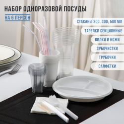 Набор пластиковой одноразовой посуды на 6 персон Не ЗАБЫЛИ  02483787
