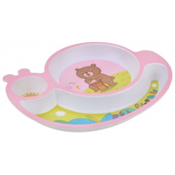 Набор детской посуды из бамбука 5 предметов "Мишка розовый" Первый Домовой 03974724