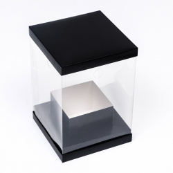 Коробка для цветов с вазой и pvc окнами  складная 16 х 23 см черный UPAK LAND 04284226
