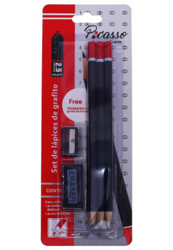 Набор чернографитных карандашей 6 штук  точилка ластик No brand 05189412