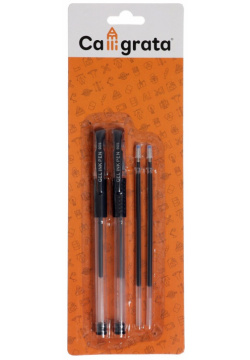 Набор гелевых ручек  2 штуки черные в комплекте со стержнями на блистере Calligrata 05143688